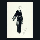 Vintage Eftermiddagen: Erté Dress Art Deco Tecknin Poster<br><div class="desc">Detta är ett digitalt utökat tryck av en vintage och bläck teckning med titeln Robe d'après-midi (eftermiddagspressen). Den ritades omkring 1922 av Erté för Harpar's Bazaar och har en kvinnlig modell med lång svart klänning,  tre band av päls på sleever och höftpaneler.</div>
