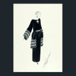 Vintage Eftermiddagen: Erté Dress Art Deco Tecknin Poster<br><div class="desc">Detta är ett digitalt utökat tryck av en vintage och bläck teckning med titeln Robe d'après-midi (eftermiddagspressen). Den ritades omkring 1922 av Erté för Harpar's Bazaar och har en kvinnlig modell med lång svart klänning,  tre band av päls på sleever och höftpaneler.</div>