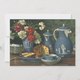 Vintage Eftermiddagskaffe, Tårta, Te och Blommor