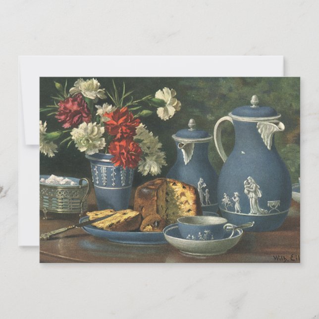 Vintage Eftermiddagskaffe, Tårta, Te och Blommor (Framsida)