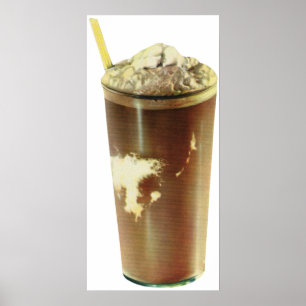 Vintage efterrätt, chokladshake och vispad grädde poster