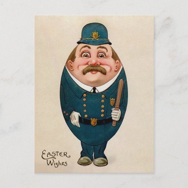 Vintage Egg Cop Påsk vykort (Framsida)