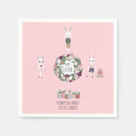 Vintage Eggs Bunny Wildblommor Personlig Påsk Pappersservett