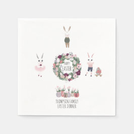 Vintage Eggs Bunny Wildblommor Personlig Påsk Pappersservett