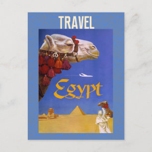 Vintage Egypt Kamel Pyramid Öken Resa Vykort