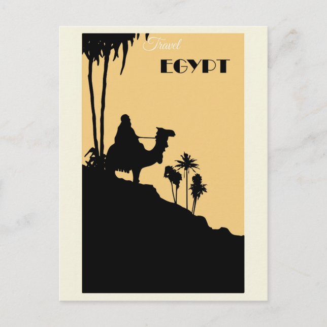 Vintage Egypten Camel Desert Travel Vykort (Framsida)