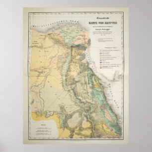 Vintage Egypten Geology Karta (1842) Poster