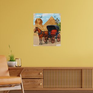 Vintage Egypten Hästvagn Konsttryck – Retro T Poster