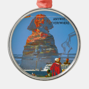 Vintage Egypten Luft Travel Advertisement Julgransprydnad Metall