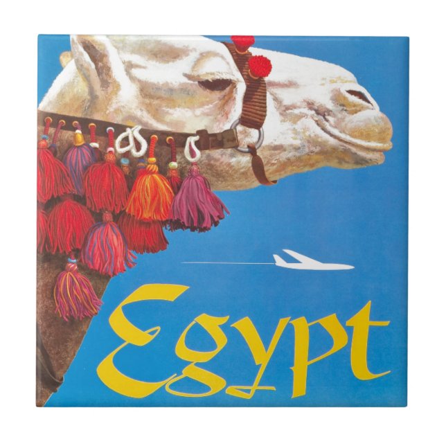 Vintage Egypten Luft Travel Advertisement Kakelplatta (Framsidan)