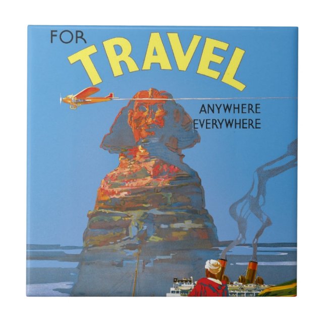 Vintage Egypten Luft Travel Advertisement Kakelplatta (Framsidan)