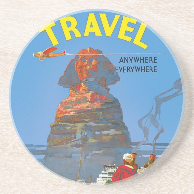 Vintage Egypten Luft Travel Advertisement Underlägg Sandsten (Framsidan)