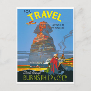 Vintage Egypten Luft Travel Advertisement Vykort