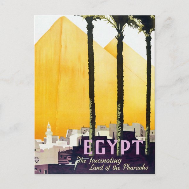 Vintage Egypten Pyramids Travel Vykort (Framsida)