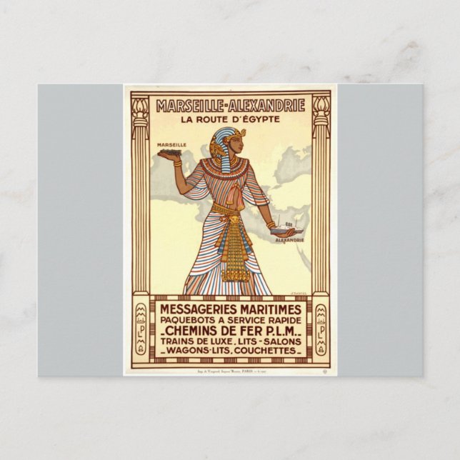 Vintage Egypten Resevykort Vykort (Framsida)