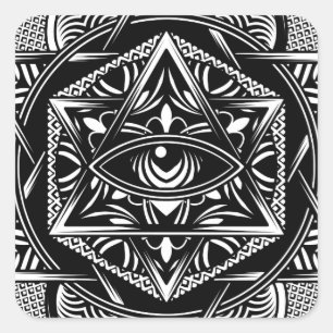 Vintage Egypten Travel Ancient Öga Mandala Black Fyrkantigt Klistermärke