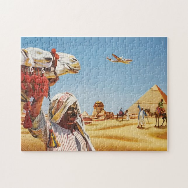 Vintage Egypten Travel Poster, Pyramid, Sphinx Pussel (Horisontell)