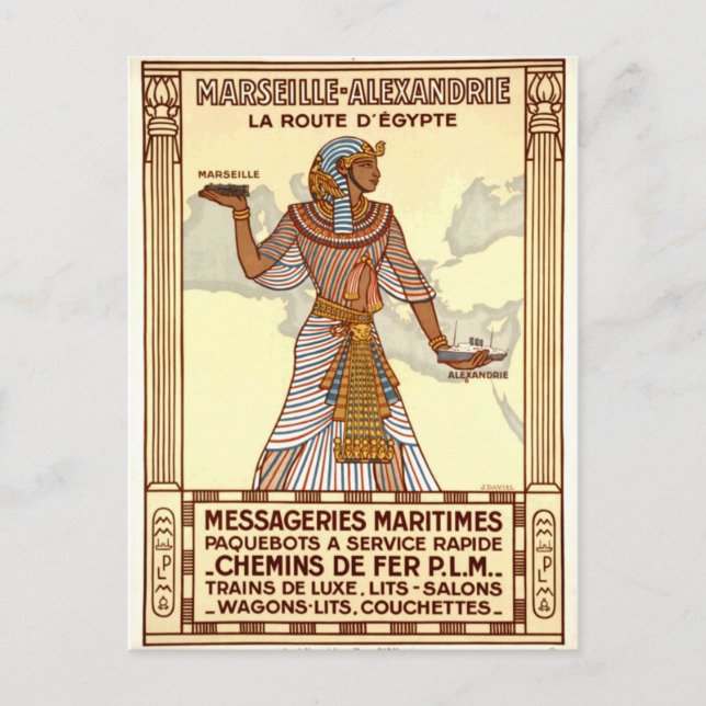 Vintage Egypten Travel Vykort (Framsida)