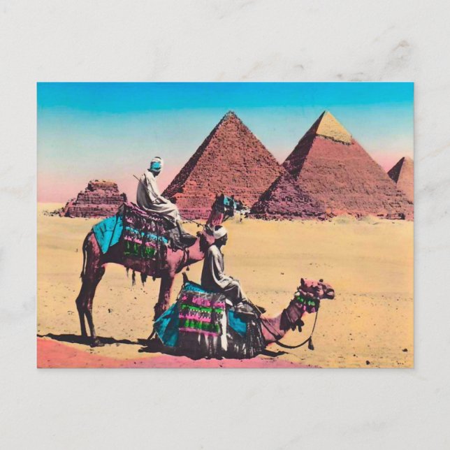 Vintage Egypten, Underbar pyramid vid Giza Vykort (Framsida)