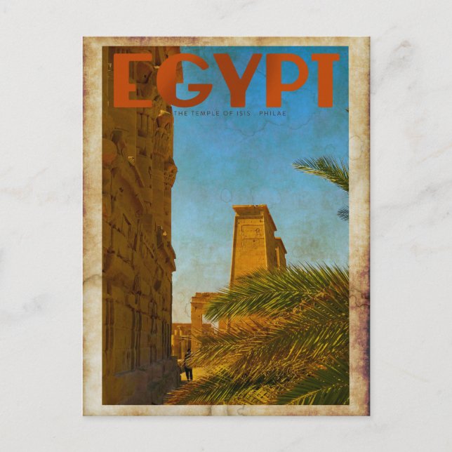 Vintage Egyptian Temple Travel Postcard Vykort (Framsida)