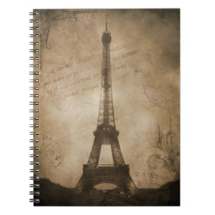 vintage eiffel torn anteckningsbok med spiral