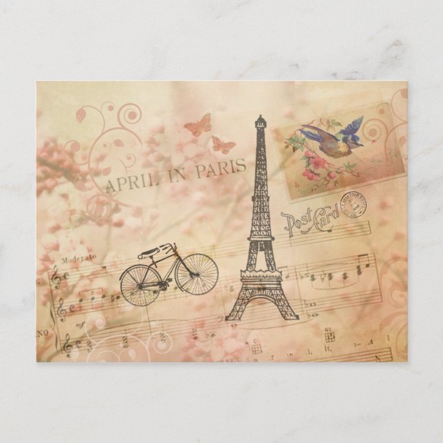 Vintage Eiffel Torn Art Vykort (Framsida)