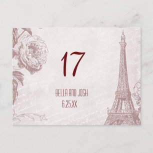 Vintage Eiffel Torn Bord Bröllop kort vykort för