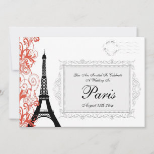 Vintage Eiffel Torn Bröllop i Paris Inbjudningar