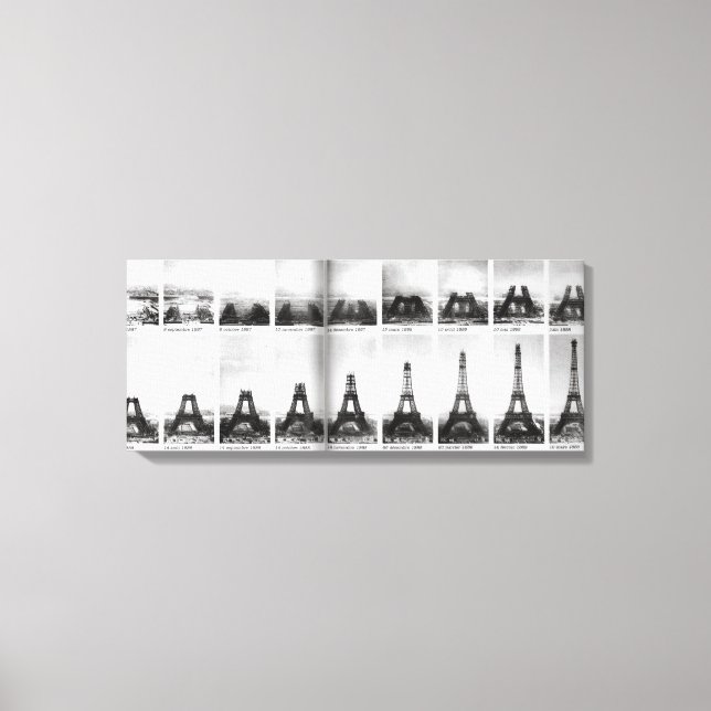 Vintage Eiffel Torn byggfotot Paris Canvastryck (Framsida)