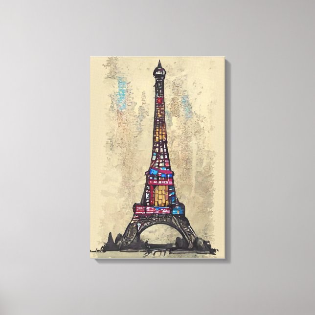 Vintage Eiffel Torn Canvastryck (Framsida)