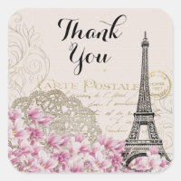 Vintage Eiffel Torn Collage Wildblommor Tack