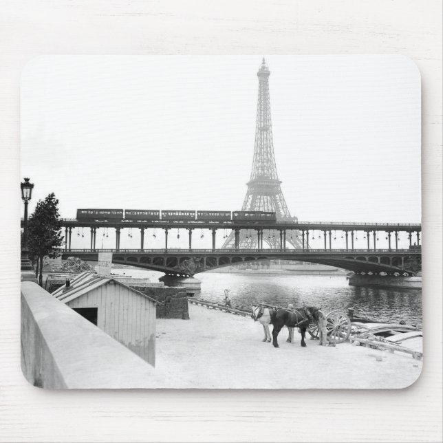 Vintage Eiffel Torn fotoParis Frankrike 1800s Musmatta (Framsidan)