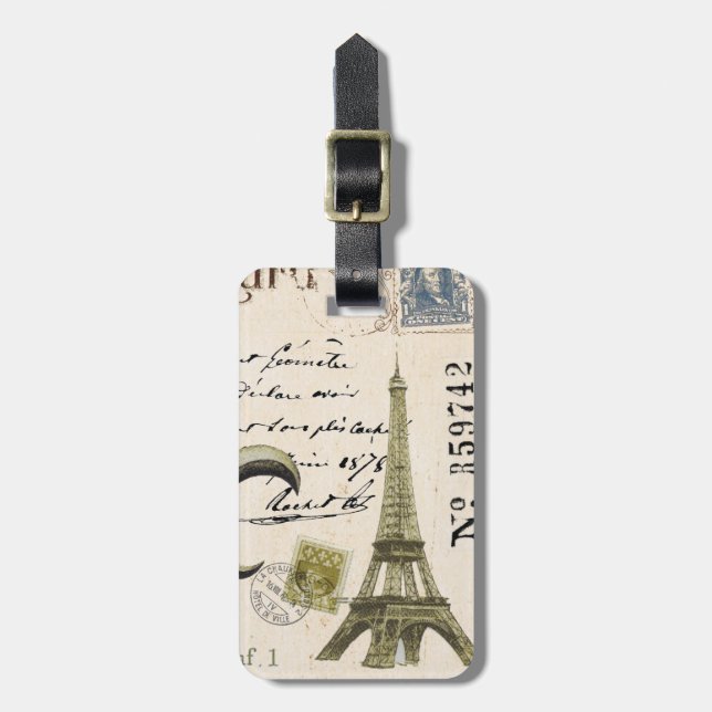 Vintage Eiffel Torn Luggage tag Bagagebricka (Vertikal Framsida)