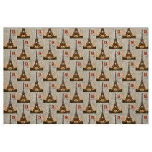 Vintage Eiffel Torn Natural Linen Fabric Tyg