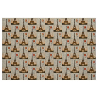Vintage Eiffel Torn Natural Linen Fabric Tyg