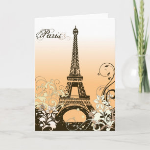 Vintage Eiffel Torn på det franska hälsningskortet Kort