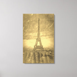 Vintage Eiffel Torn Paris #3 - Wrapped Canvas