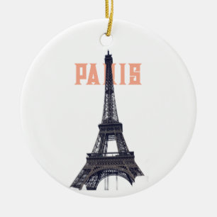 Vintage Eiffel Torn Paris Europe Travel Photo Julgransprydnad Keramik