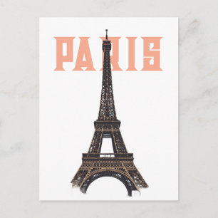 Vintage Eiffel Torn Paris Europe Travel Photo Vykort