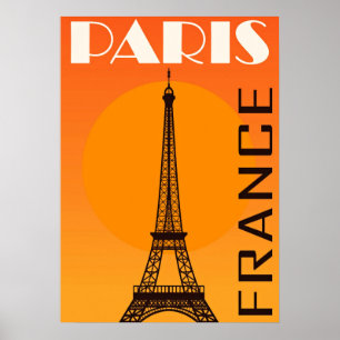 Vintage Eiffel Torn Paris Europe Travel Poster