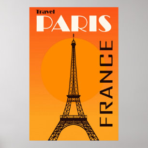 Vintage Eiffel Torn Paris Europe Travel Poster