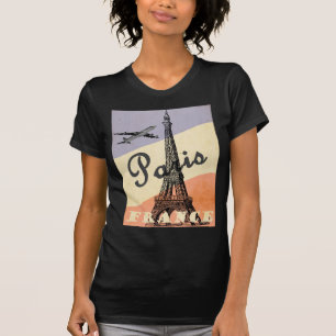 Vintage Eiffel Torn Paris European Luft Travel T Shirt