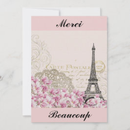 Vintage Eiffel Torn Paris Frankrike Tack Kort