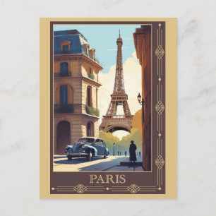 Vintage Eiffel Torn Paris Frankrike Travel Vykort