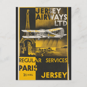 Vintage Eiffel Torn Paris Fransk Luft Travel Vykort