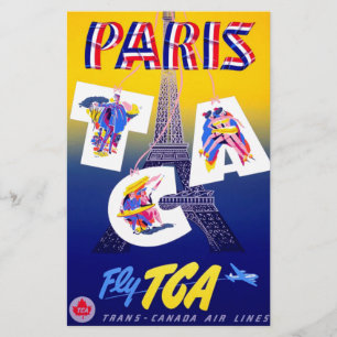Vintage Eiffel Torn Paris Luft Travel Advertising Brevpapper