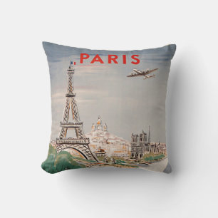 Vintage Eiffel Torn Paris Luft Travel Advertising Kudde