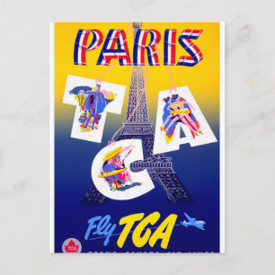 Vintage Eiffel Torn Paris Luft Travel Advertising Vykort