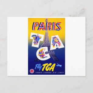 Vintage Eiffel Torn Paris Luft Travel Advertising Vykort