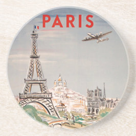 Vintage Eiffel Torn Paris Luft Travel Lithograph Underlägg